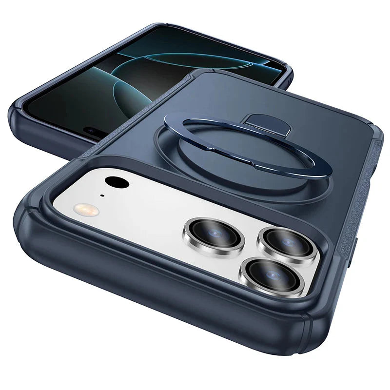 Metal Ring Stand Magnetic Case Wireless Charger Cover Funds For Magsafe IPhone 17/ 16 /15 14 THEROXYMOB