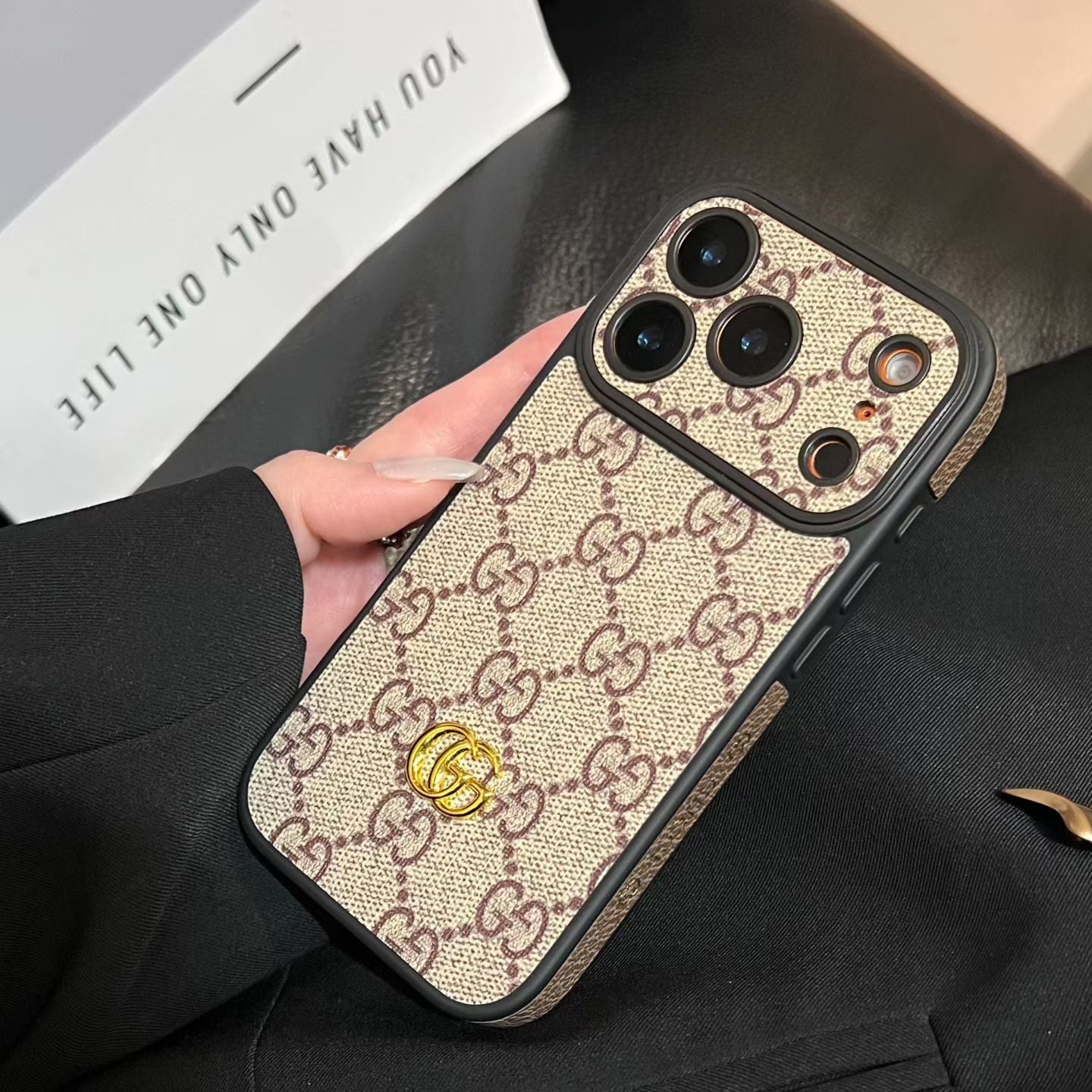 Luxury Monogram Gucci Case with Camera Lens Protection