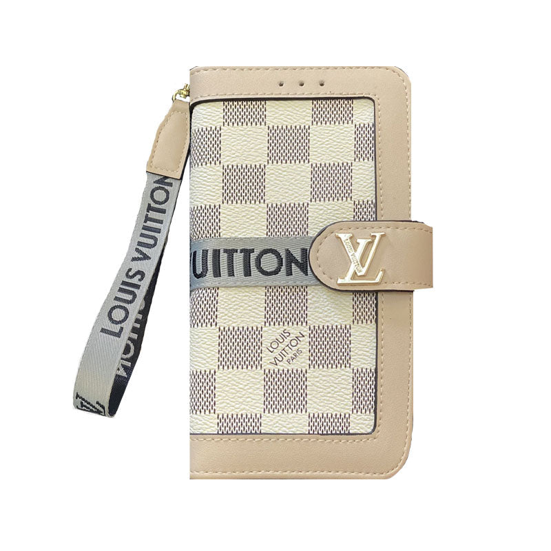 Leather Flip Monogram iPhone Case With Card Holder And Strap 12-18 Pro & Pro Max