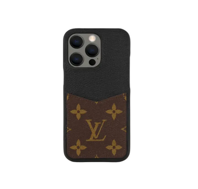 Louis Vuitton Monogram Leather Phone Case with Card Slot Case for iPhone 12-17 Series
