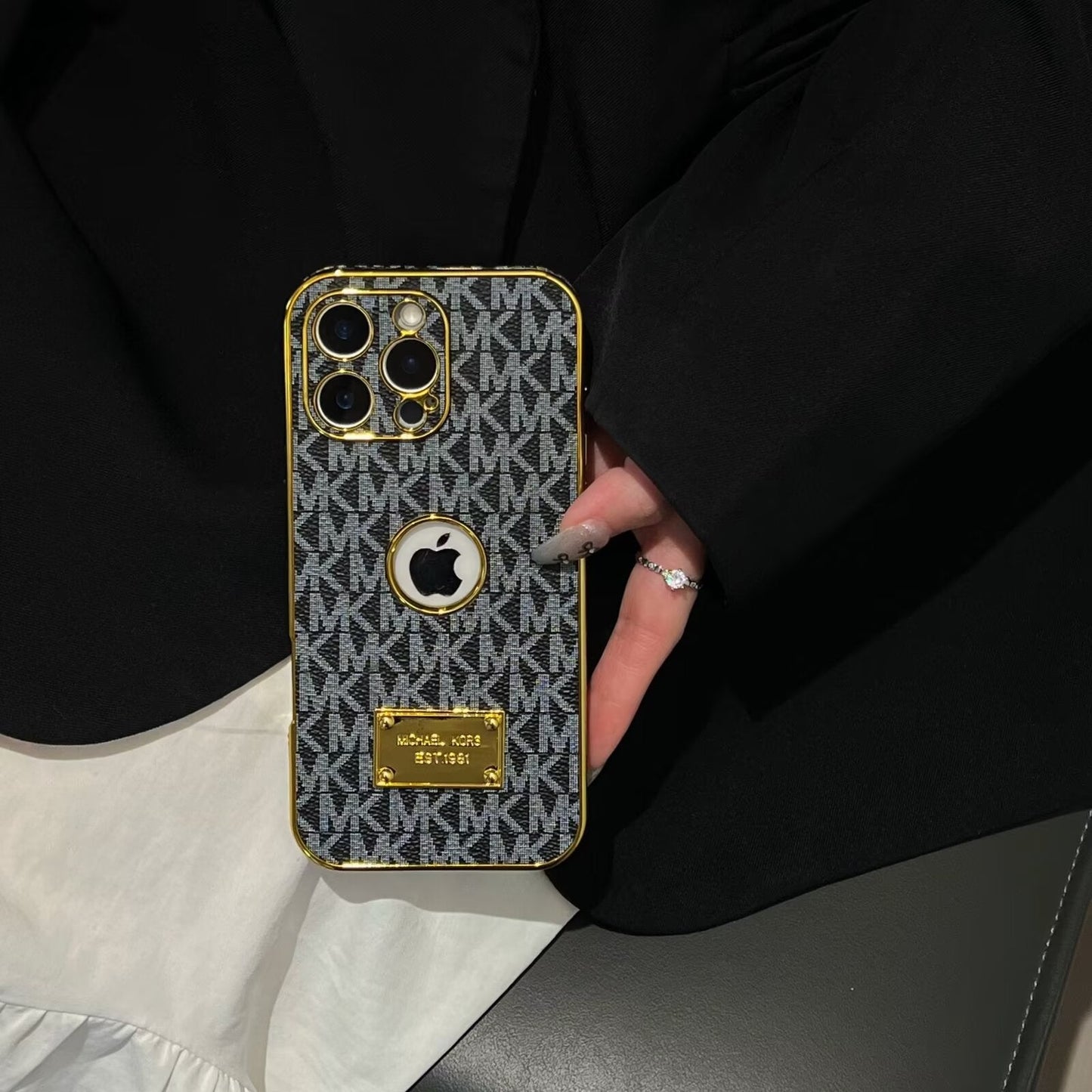Gold Monogram Signature Canvas Leather Apple iPhone Case Roxy New 2
