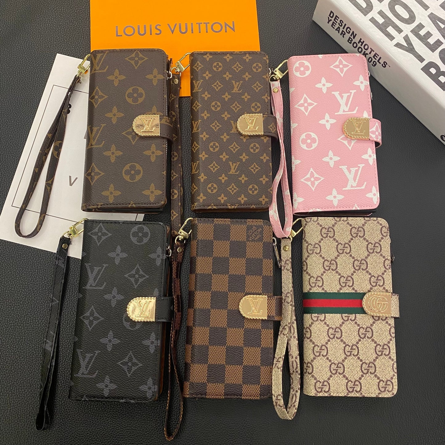 MONOGRAM CANVAS LEATHER WALLET SAMSUNG MOBILE PHONE CASE Roxy New