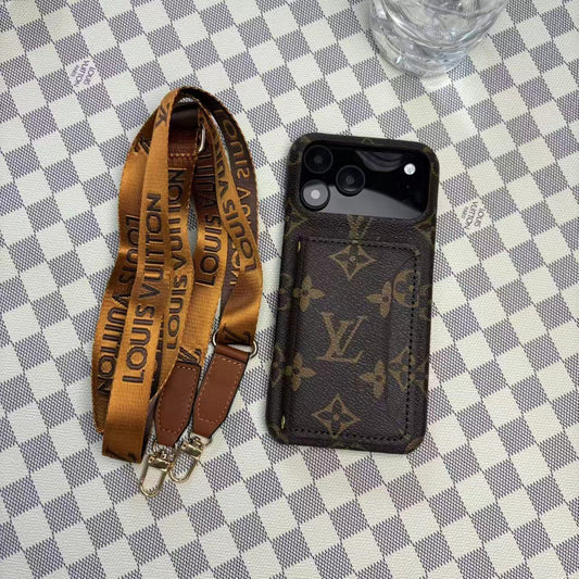 Monogram LV Leather Phone Case For iPhone 13-17 Series