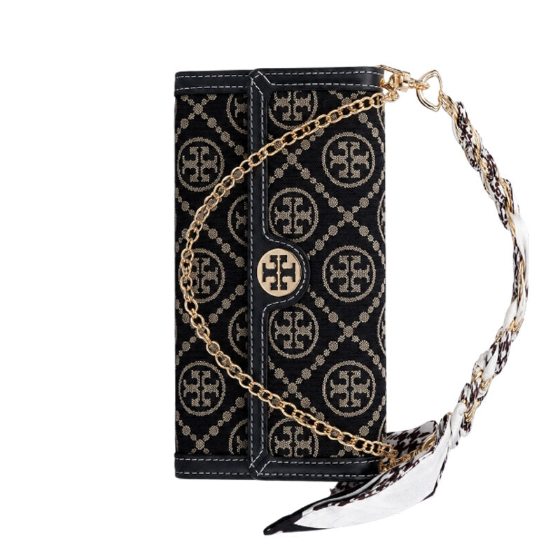 Premium Leather TB Phone Case With Flip Wallet For iPhone 13-18