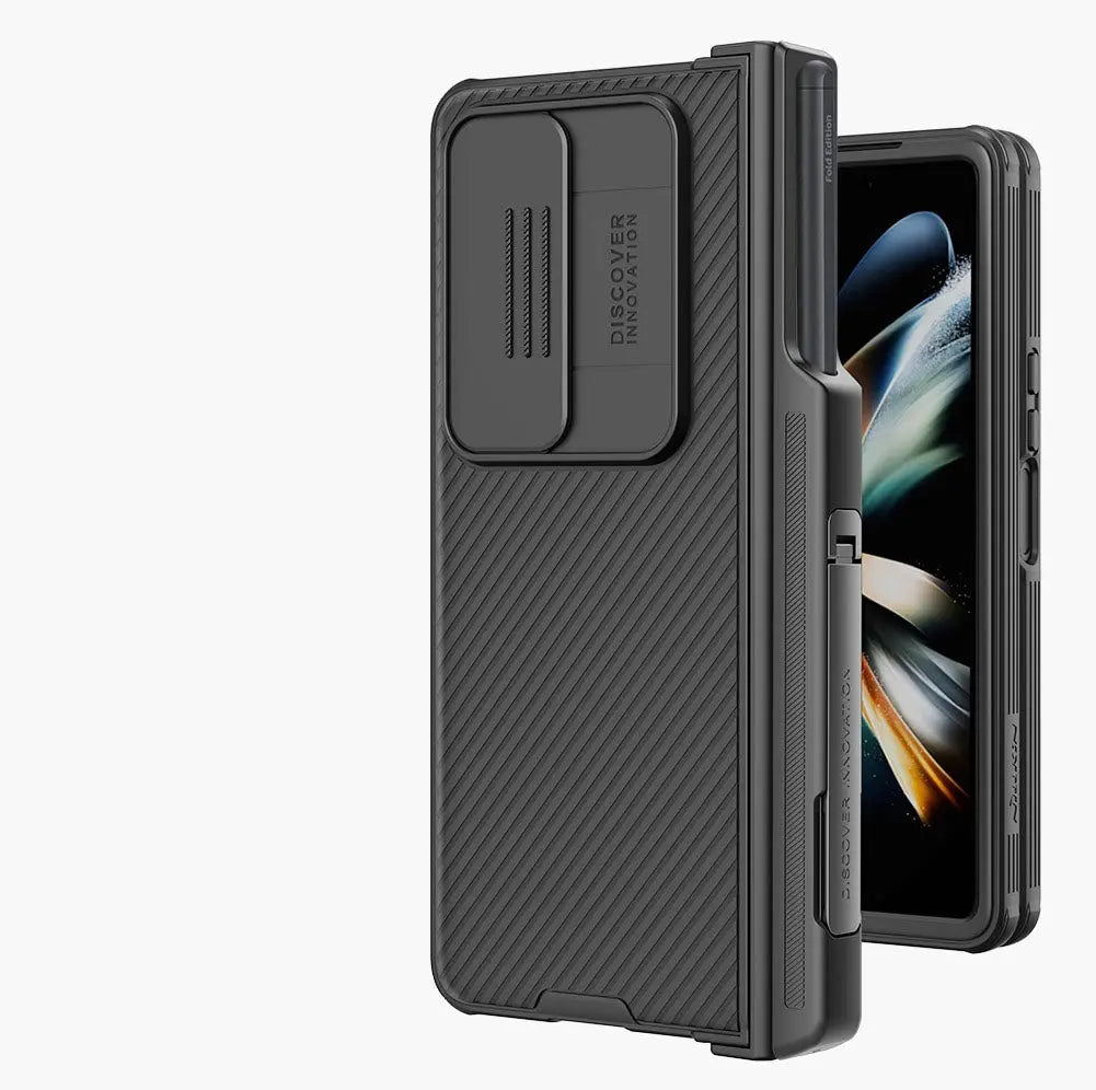 For Samsung Galaxy Z Fold 4 Case Slide Camera Back Protector Cover with Pen holder - theroxymob