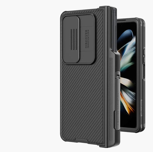 For Samsung Galaxy Z Fold 4 Case Slide Camera Back Protector Cover with Pen holder - theroxymob