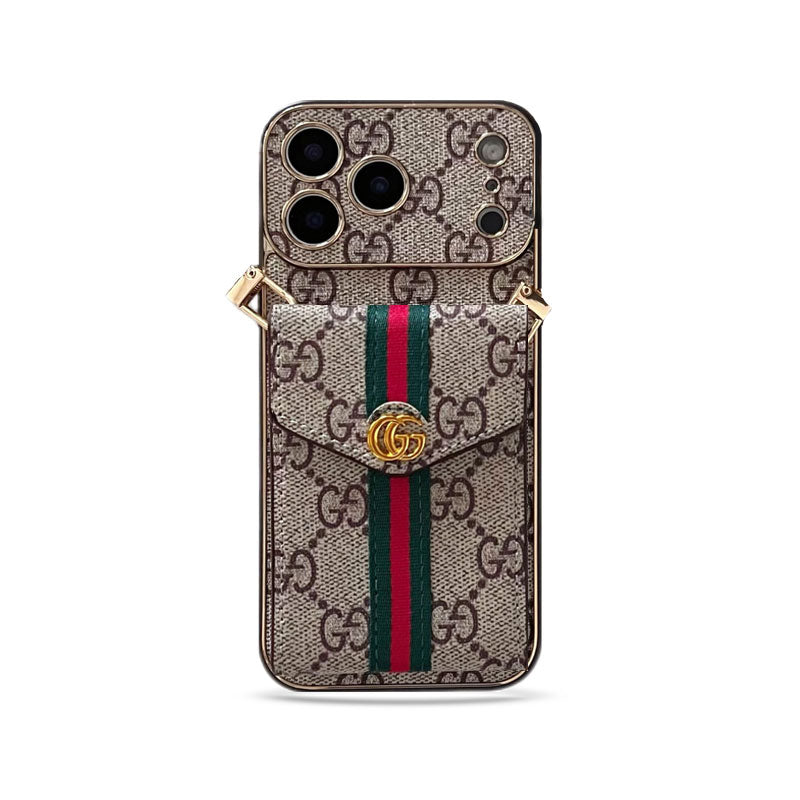 Luxury Classic GG iPhone Case With Card Holder And Strap