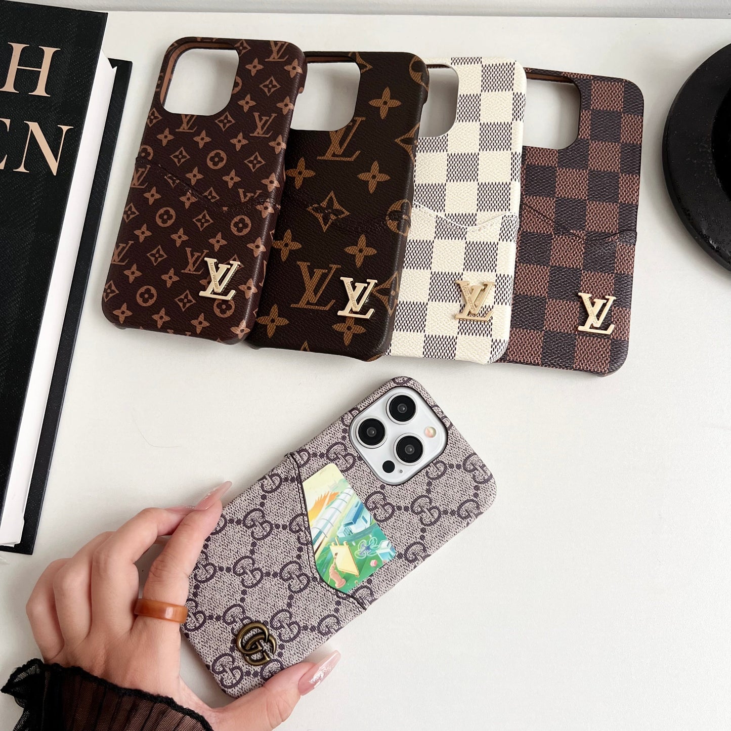 Classic Leather Monogram iPhone Case Card Holder Roxy New 2