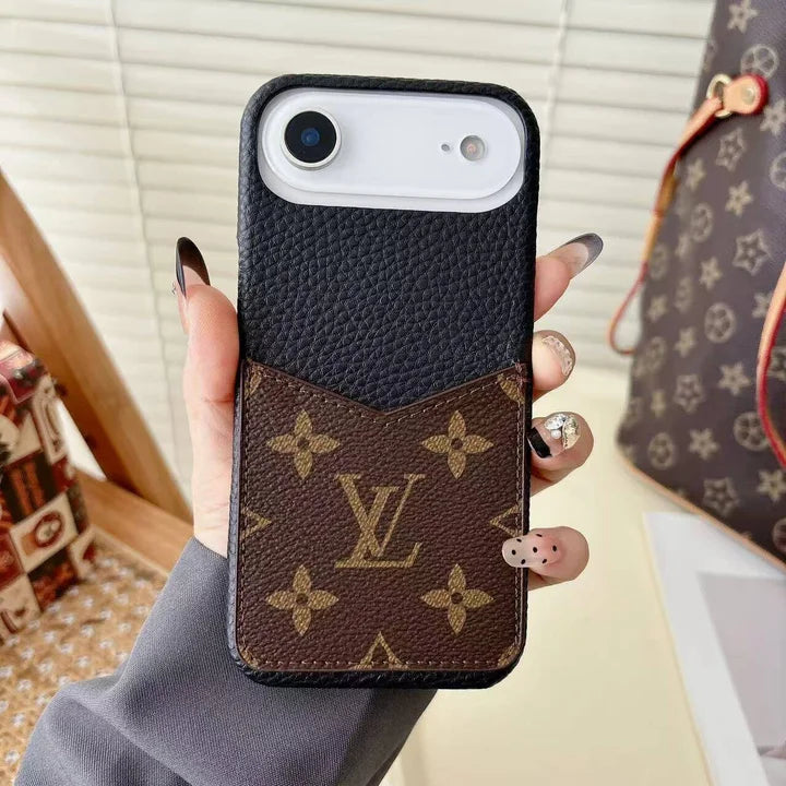 Louis Vuitton Monogram Leather Phone Case with Card Slot Case for iPhone 12-17 Series