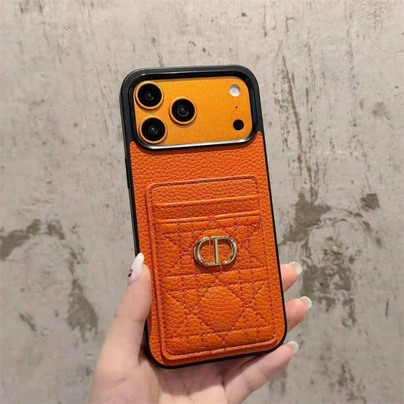 Brown Quilted Dior Wallet Case - iPhone 12-18 Pro & Pro Max