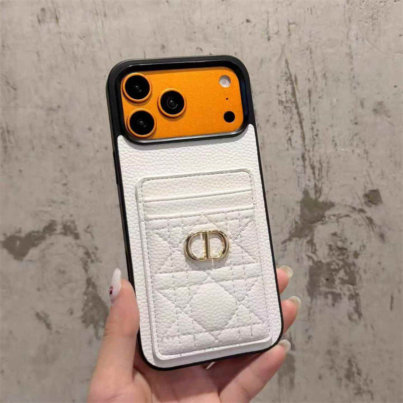 Brown Quilted Dior Wallet Case - iPhone 12-18 Pro & Pro Max