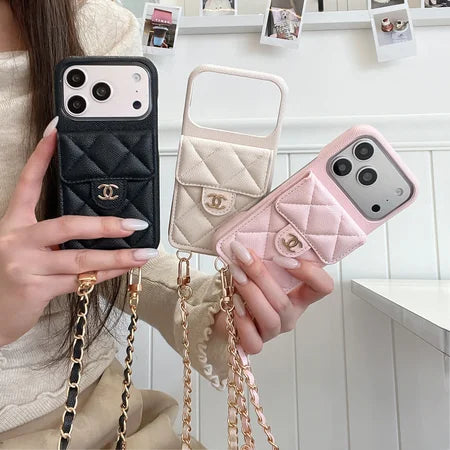 Luxury Leather Crossbody Wallet Case for iPhone 12 - 17 Series