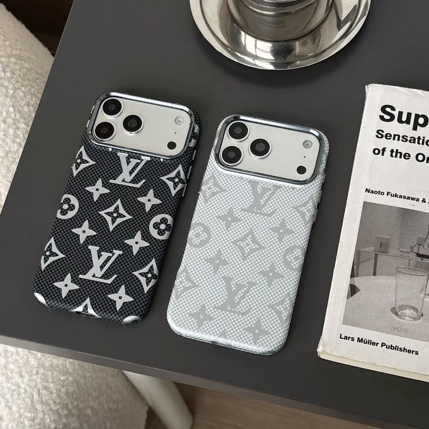 Luxury Monogram Pattern iPhone Case | Textured Canvas Designer Style Cover