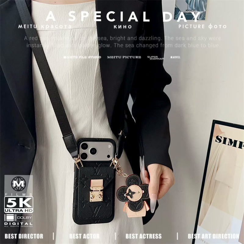 Luxury Monogram Crossbody iPhone Case with Detachable Wallet