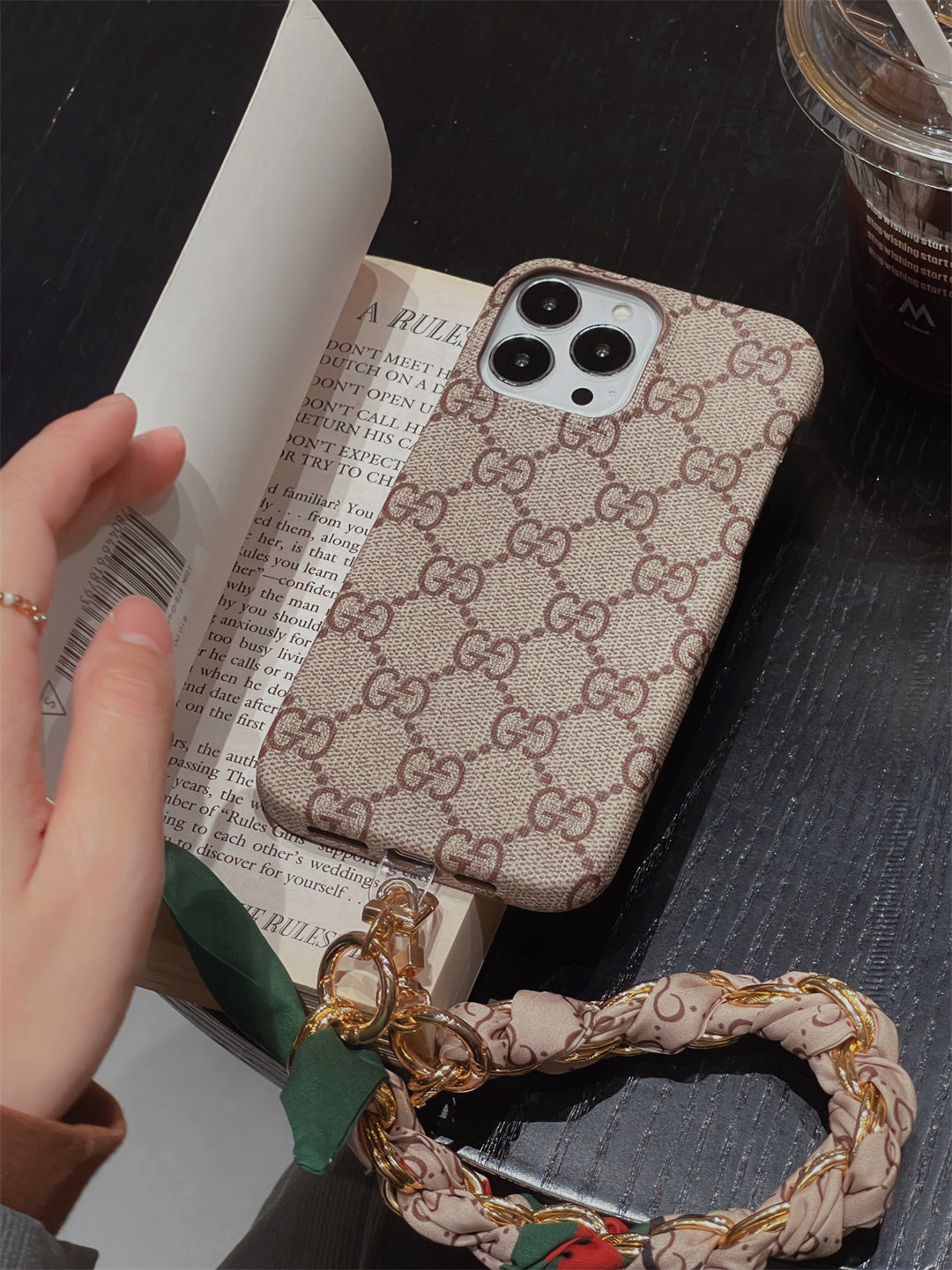 LUXURY CANVAS APPLE IPHONE CASE DETACHABLE SILK SCARF WRISTBAND Roxy New 2