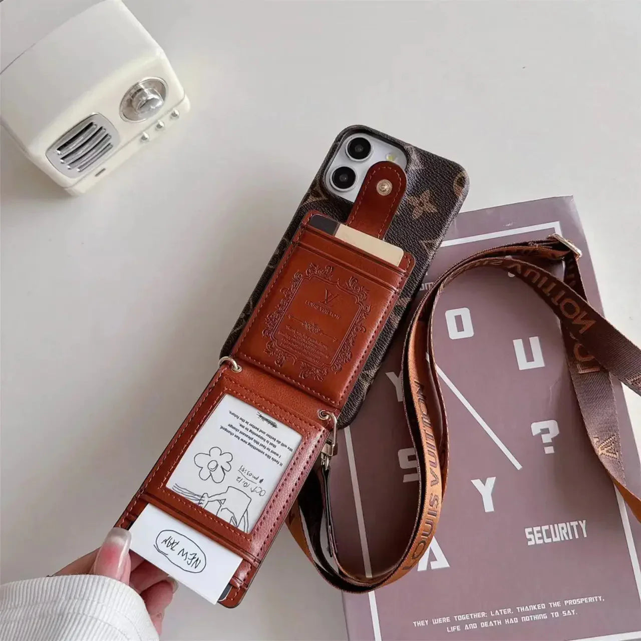 luxury iPhone Case Card Holder Detachable Lanyard Roxy New 2