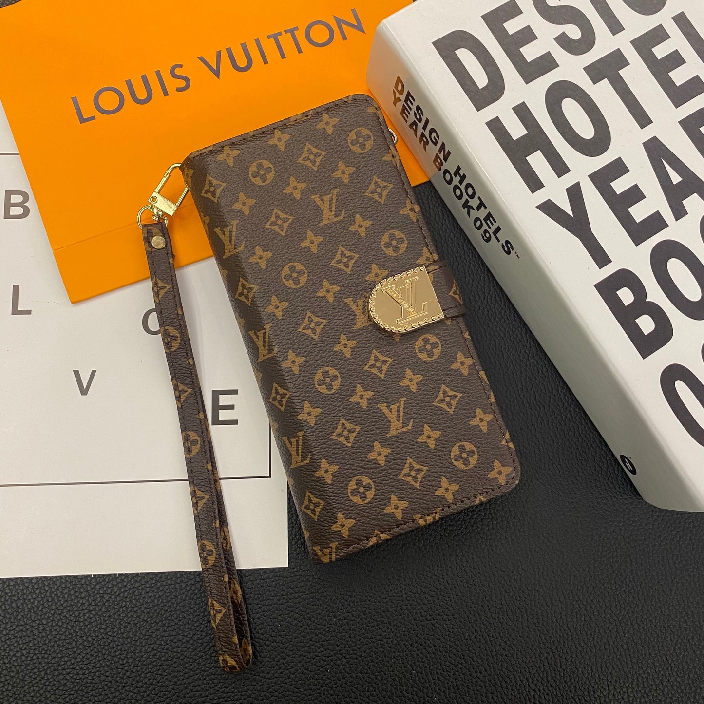 MONOGRAM CANVAS LEATHER WALLET SAMSUNG MOBILE PHONE CASE Roxy New