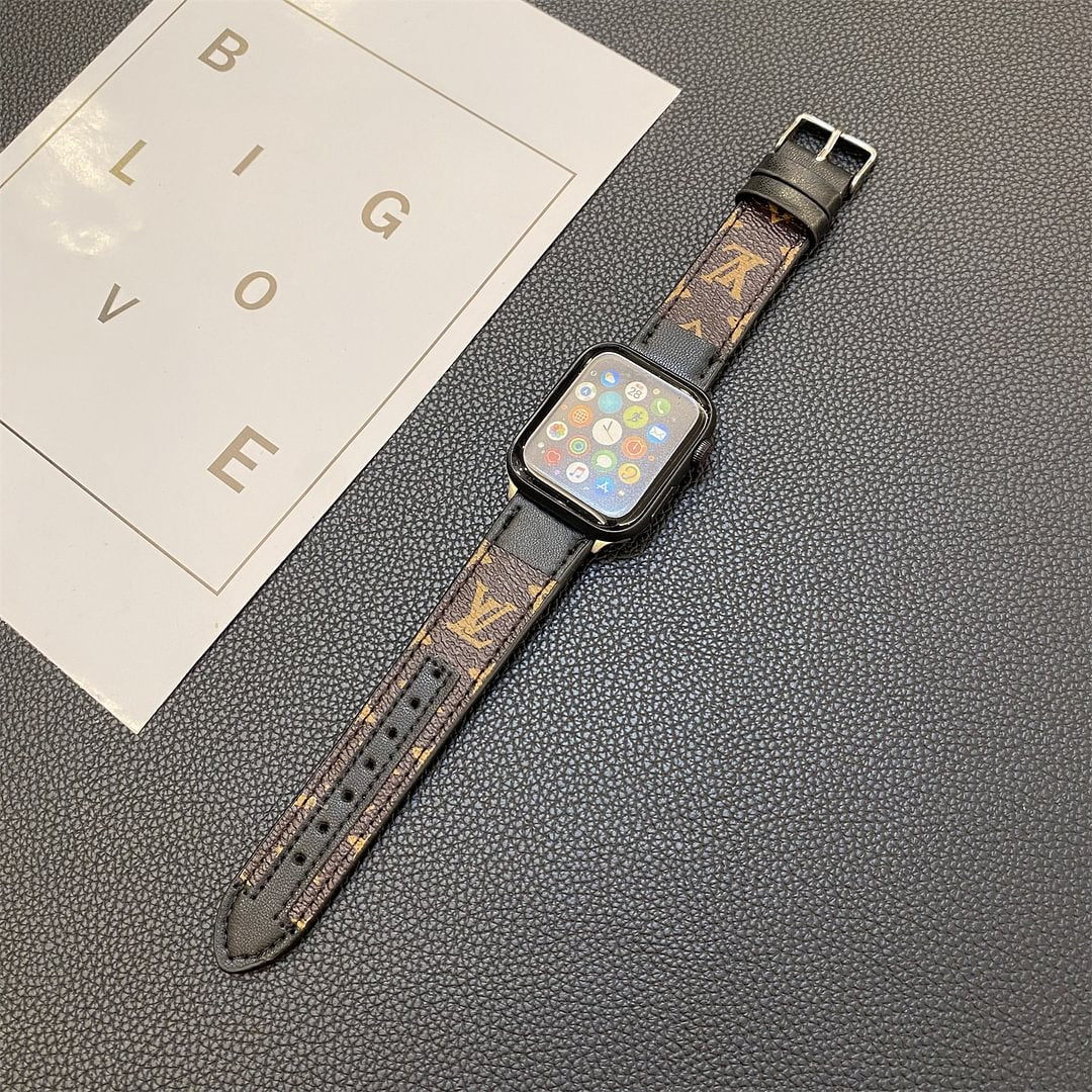 APPLE WATCH GENUINE LEATHER STRAP STITCHING MONOGRAM LEATHER Roxy New 2