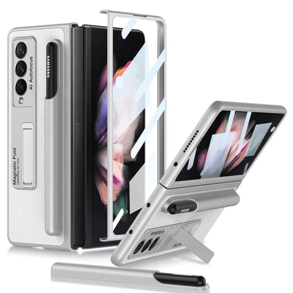 For Samsung Galaxy Z Fold 4 Magnetic Case Case Stand Hard Case With S Pen Slot Holder For Fold - theroxymob