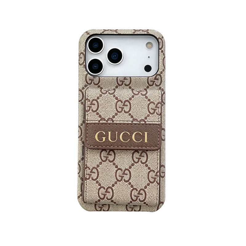 Stylish GG iPhone Case with Card Holder for iPhone 12-18 Pro & Pro Max