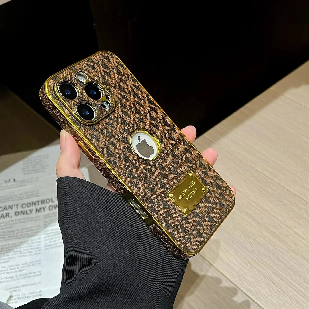 Gold Monogram Signature Canvas Leather Apple iPhone Case Roxy New 2