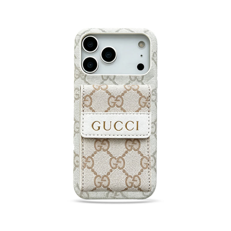 Stylish GG iPhone Case with Card Holder for iPhone 12-18 Pro & Pro Max