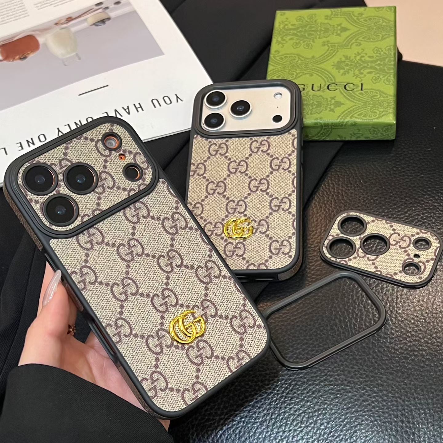 Luxury Monogram Gucci Case with Camera Lens Protection
