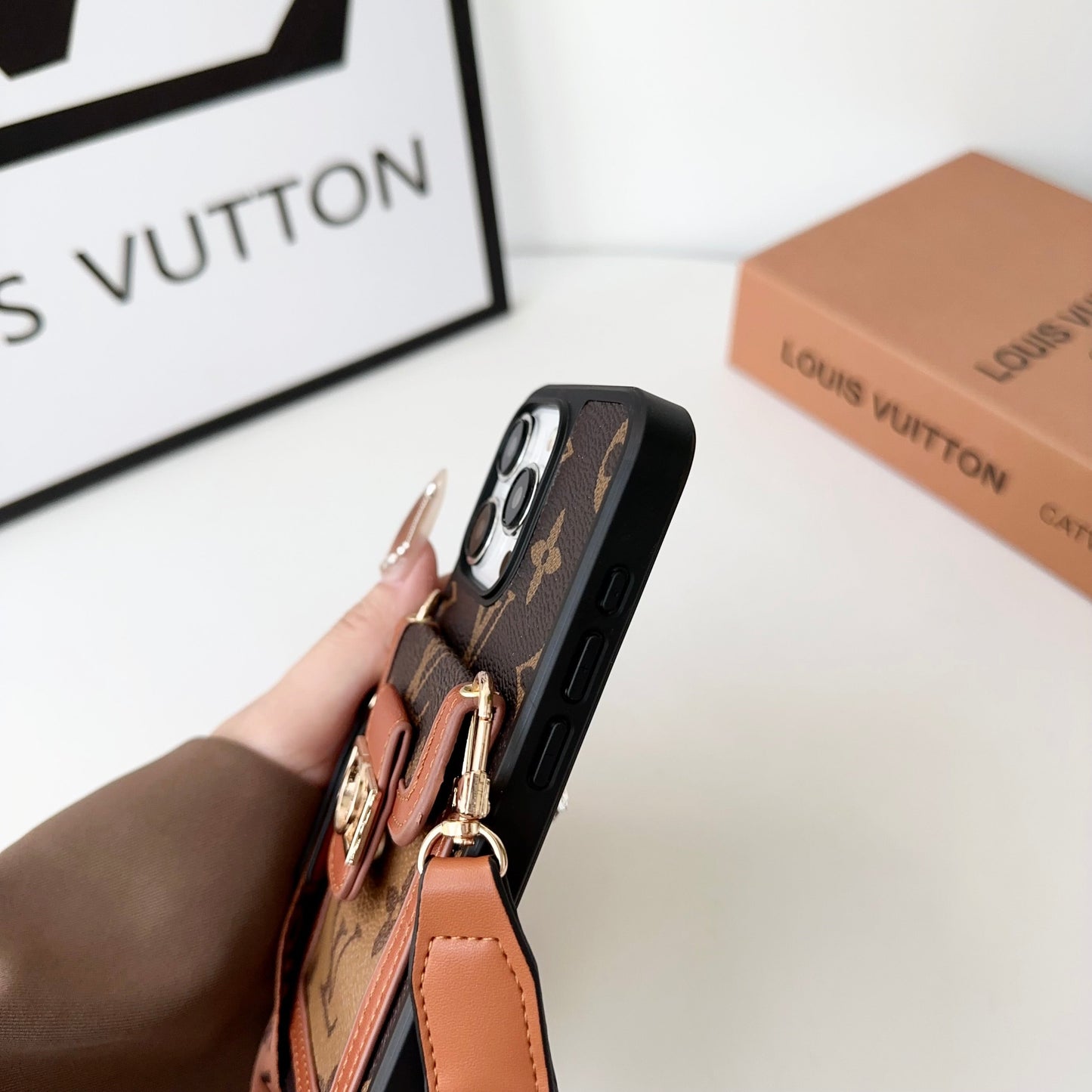 Luxury DAUPHINE LEATHER MONOGRAM CROSSBODY IPHONE CASE theroxymob