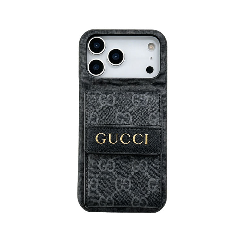 Stylish GG iPhone Case with Card Holder for iPhone 12-18 Pro & Pro Max