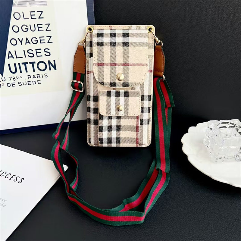 Luxury Burberry Monogram Multi-Pocket Crossbody Phone Bag