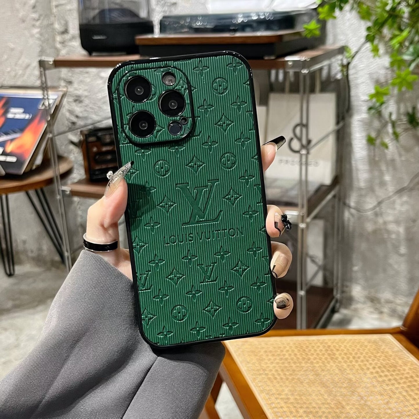 3D Monogram Embossed Leather  Case for iPhone theroxymob