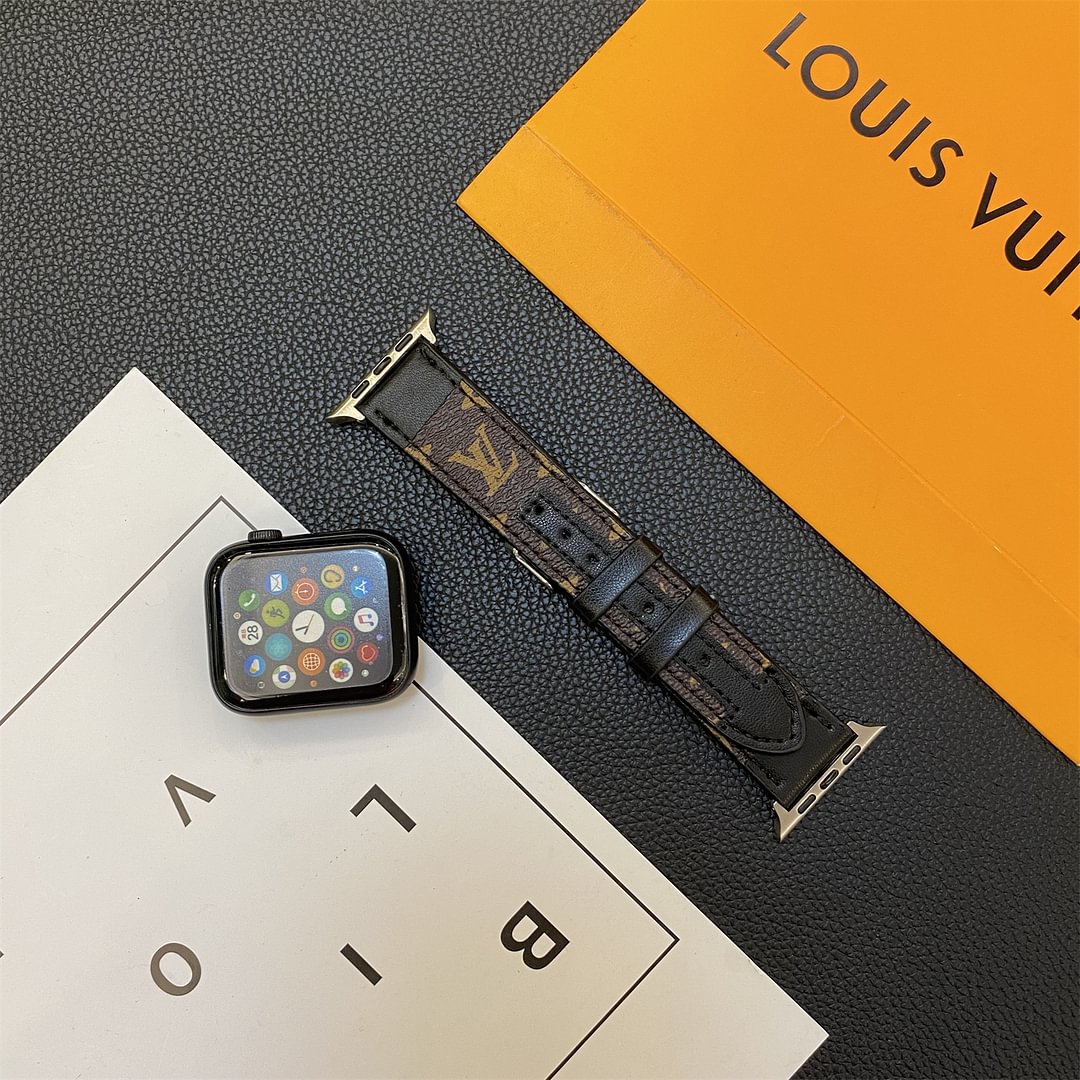 APPLE WATCH GENUINE LEATHER STRAP STITCHING MONOGRAM LEATHER Roxy New 2
