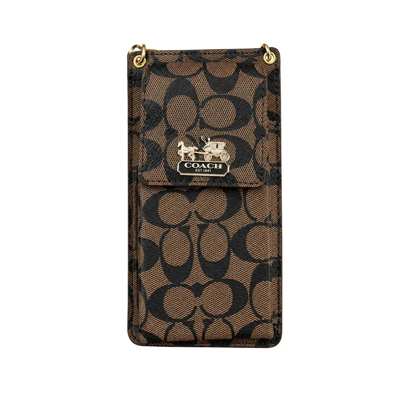 Luxury Coach Monogram Multi-Pocket Crossbody Phone Bag