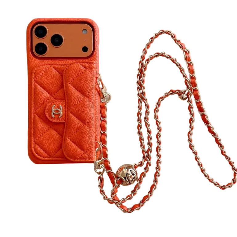 Premium Quilted Leather Crossbody Wallet Case for iPhone 12-18 Pro & Pro Max