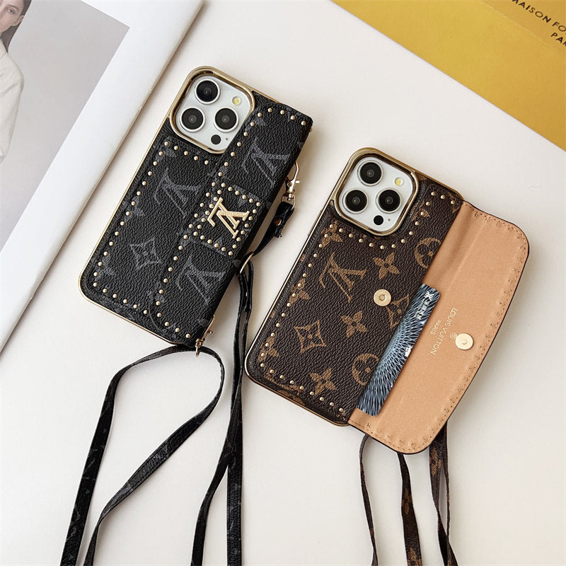 Monogram LV Leather iPhone Case 13-16 Series