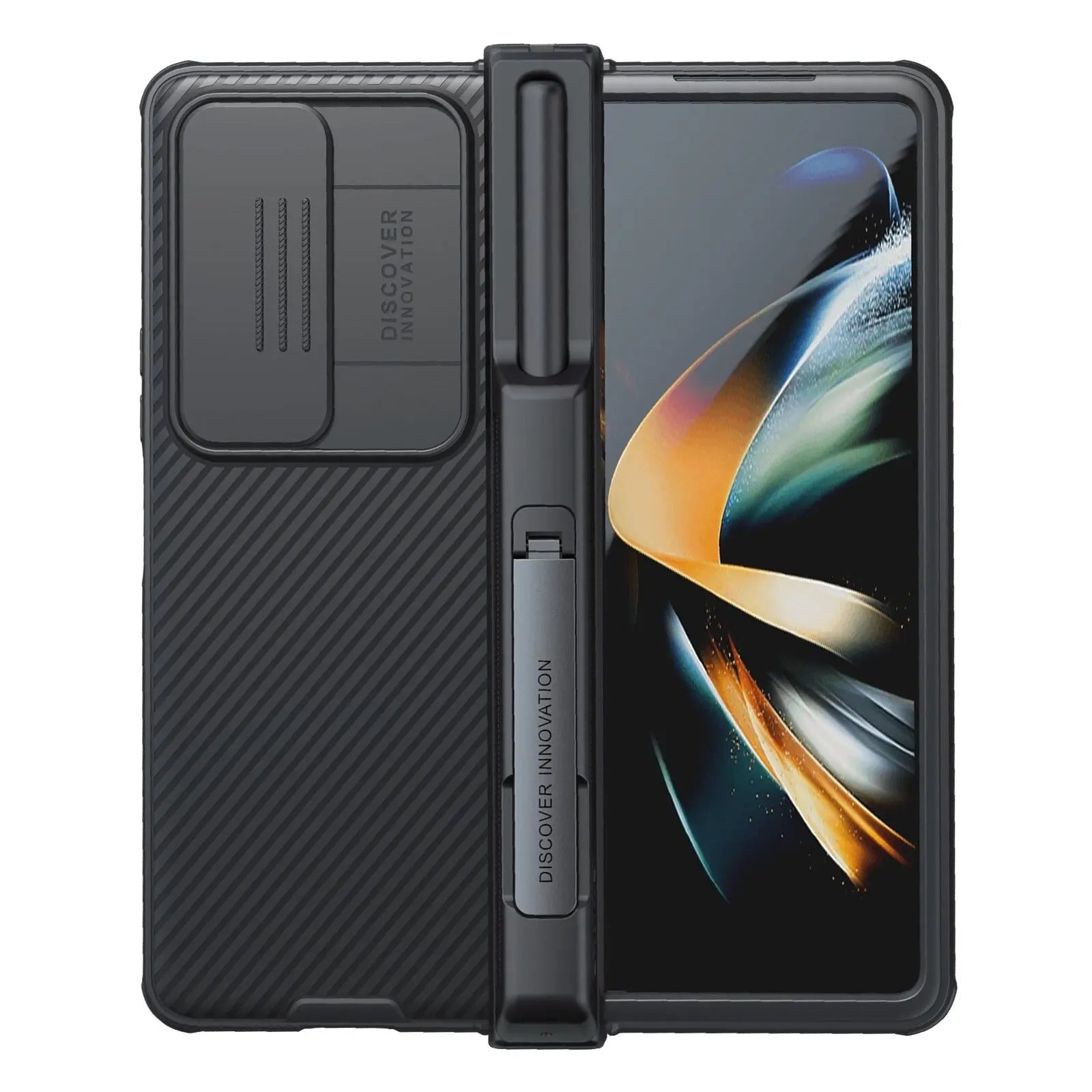 For Samsung Galaxy Z Fold 4 Case Slide Camera Back Protector Cover with Pen holder - theroxymob