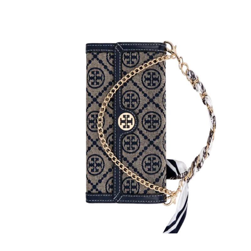 Premium Leather TB Phone Case With Flip Wallet For iPhone 13-18
