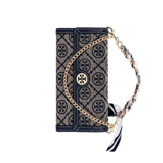 Premium Leather TB Phone Case With Flip Wallet For iPhone 13-18