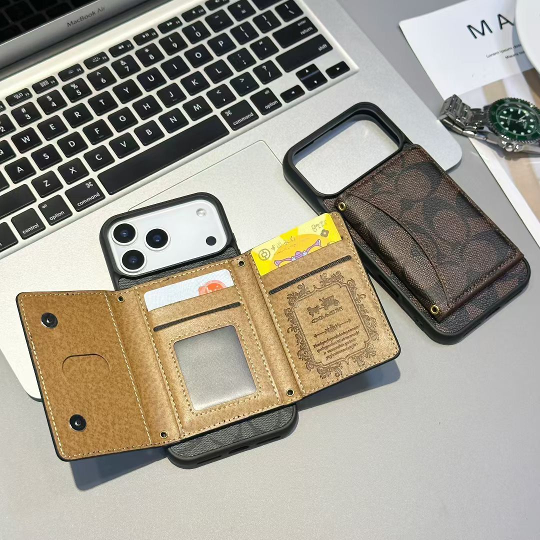 Luxury Monogram Wallet Case for iPhone 17 16 15 14 13 12 Series
