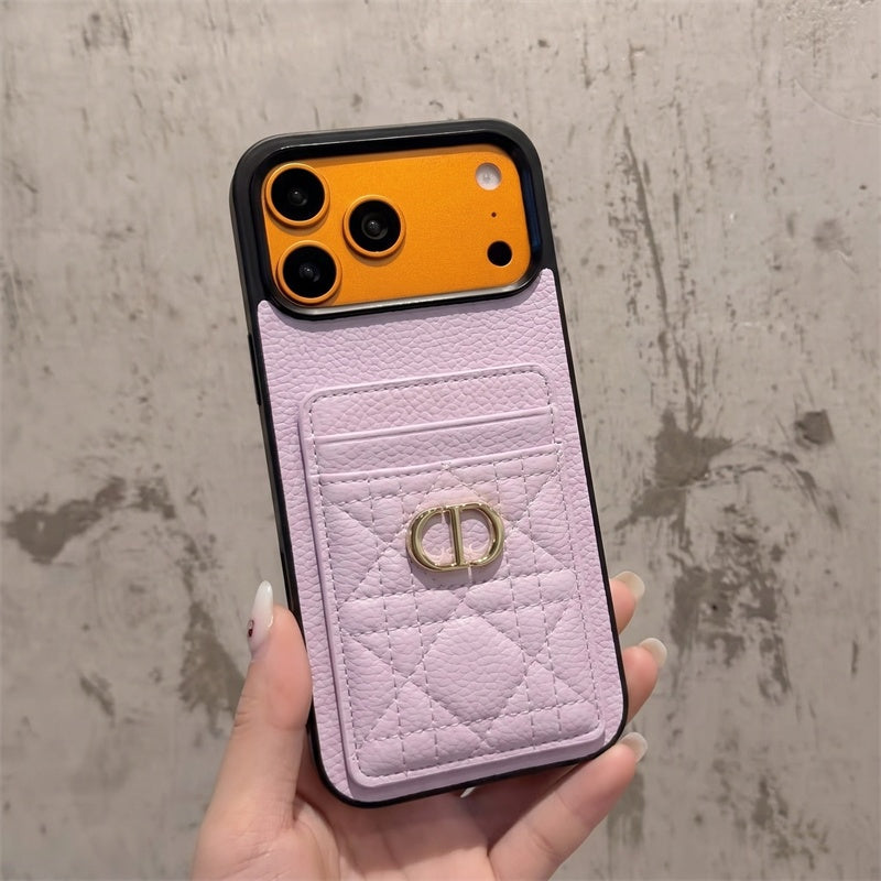 Brown Quilted Dior Wallet Case - iPhone 12-18 Pro & Pro Max