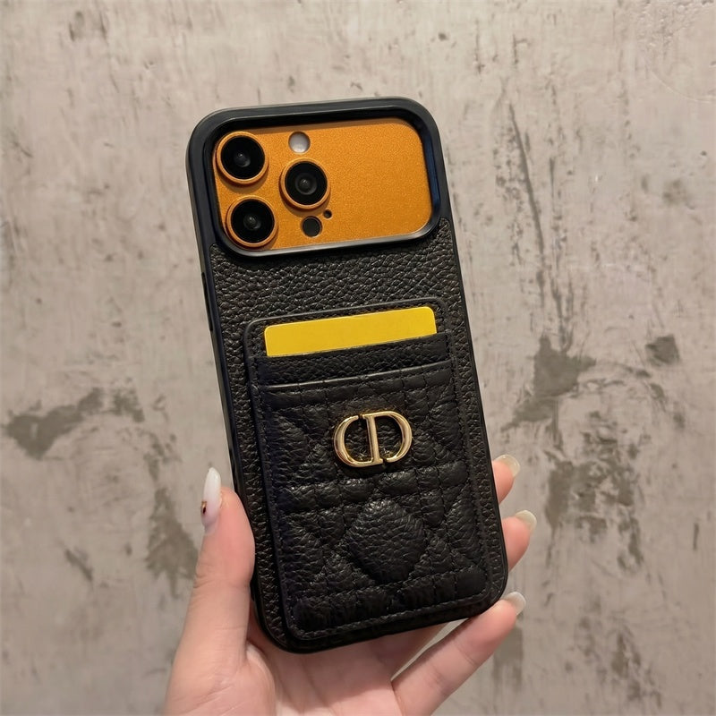 Brown Quilted Dior Wallet Case - iPhone 12-18 Pro & Pro Max