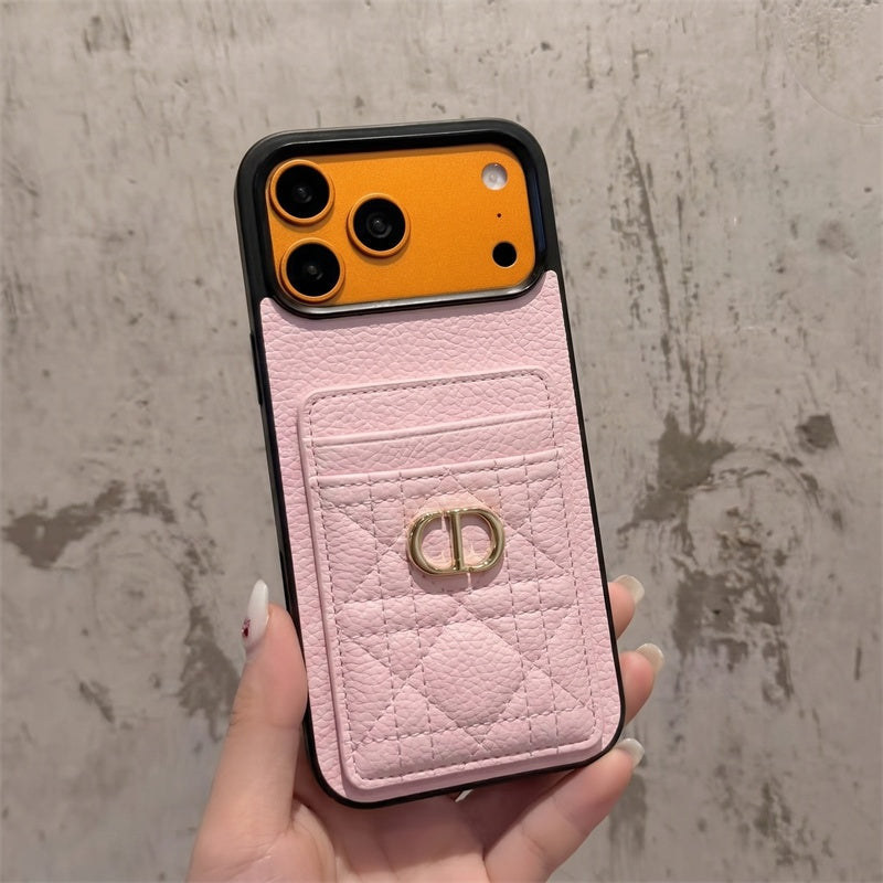 Brown Quilted Dior Wallet Case - iPhone 12-18 Pro & Pro Max