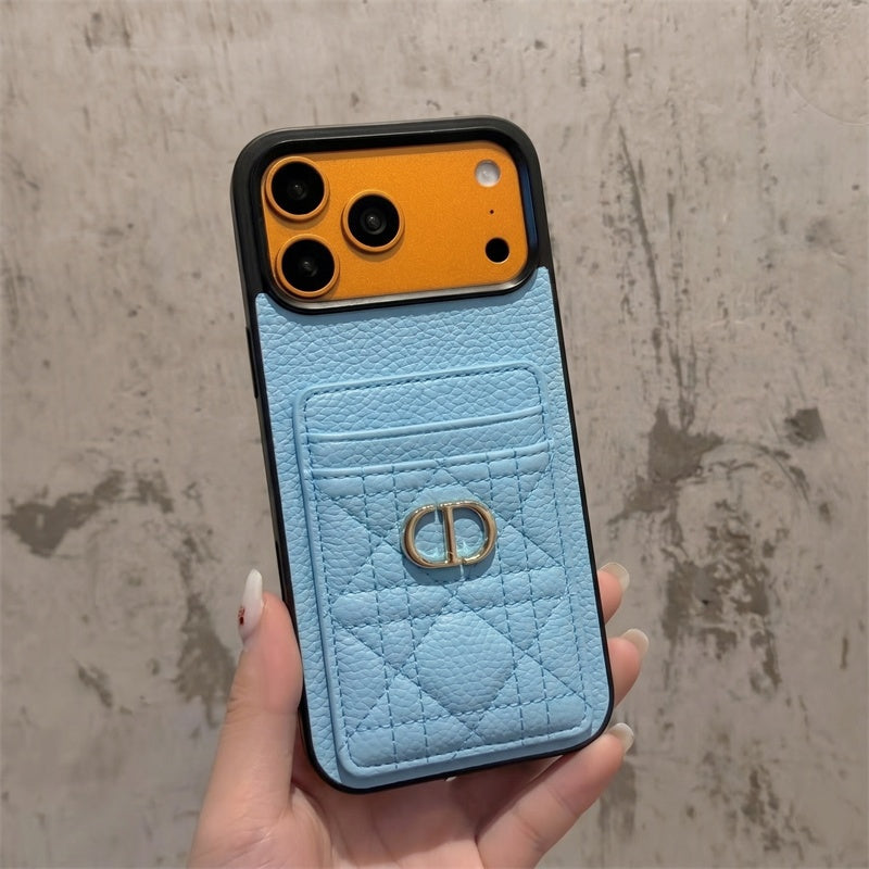 Brown Quilted Dior Wallet Case - iPhone 12-18 Pro & Pro Max