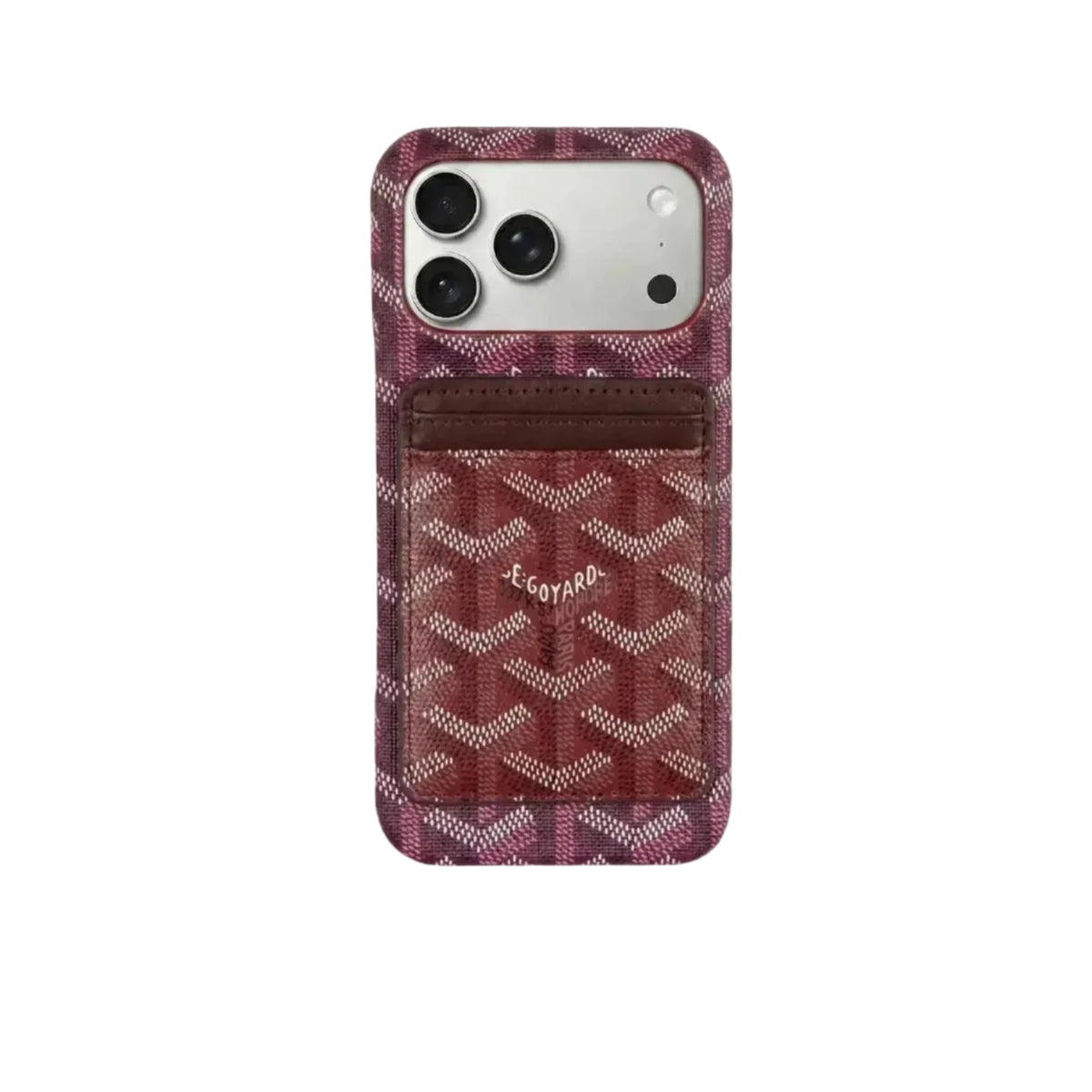 GYD Chevron Pattern MagSafe Card Slot Leather Case Burgundy for iPhone 13-18 Pro & Pro Max