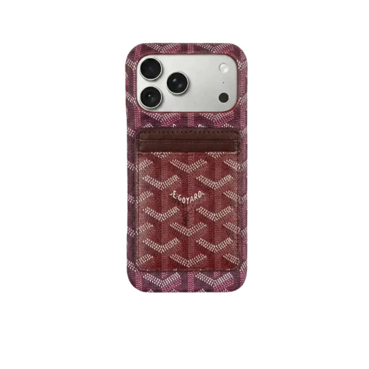 GYD Chevron Pattern MagSafe Card Slot Leather Case Burgundy for iPhone 13-18 Pro & Pro Max