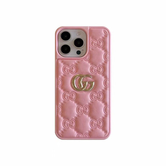 Luxury Stamped Leather iPhone Case for 13-17