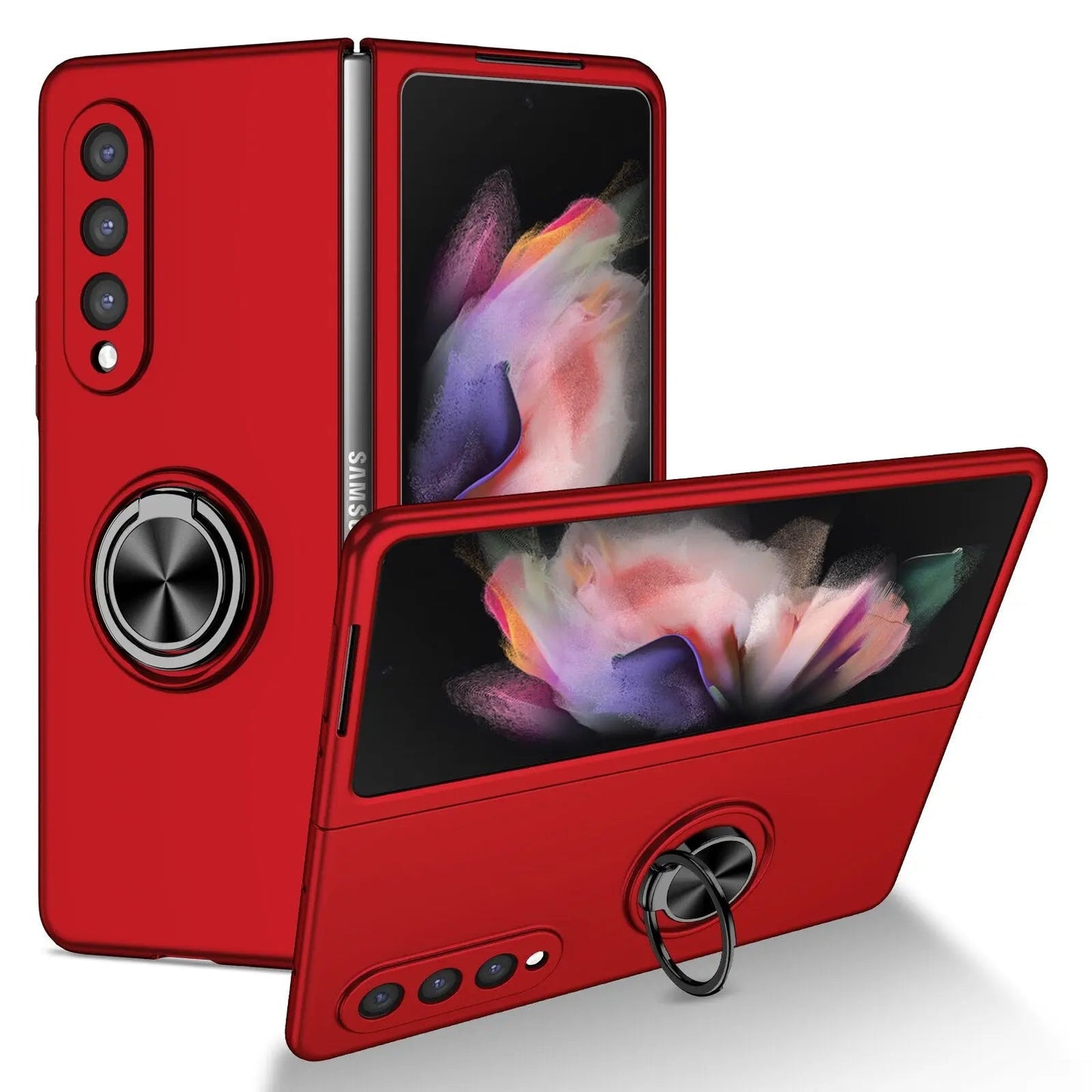 Luxury Phone Case Car Holder Magnetic Case Protection Cover Key Ring For Samsung Galaxy Z Fold 4 / Z Flip 4 - theroxymob