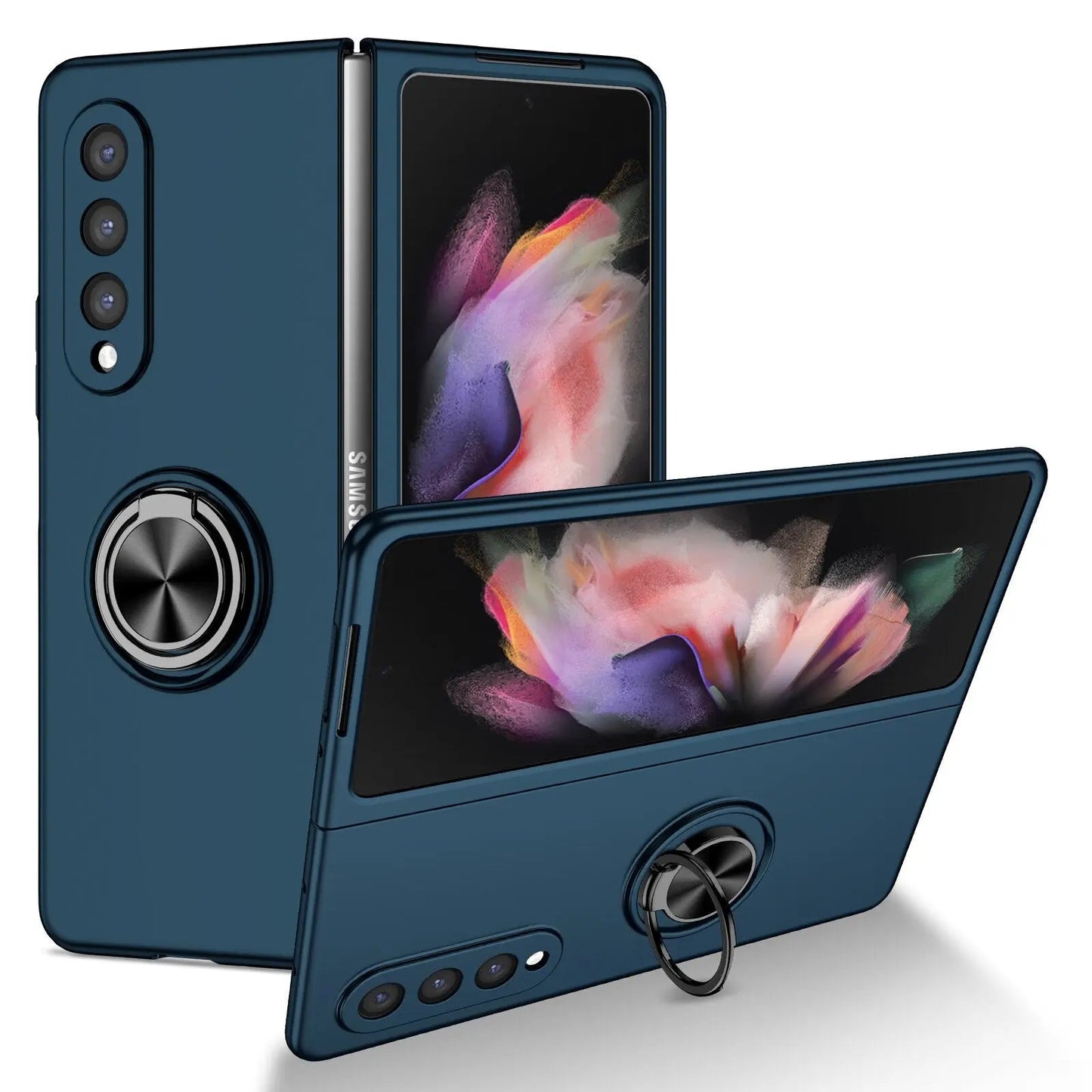Luxury Phone Case Car Holder Magnetic Case Protection Cover Key Ring For Samsung Galaxy Z Fold 4 / Z Flip 4 - theroxymob