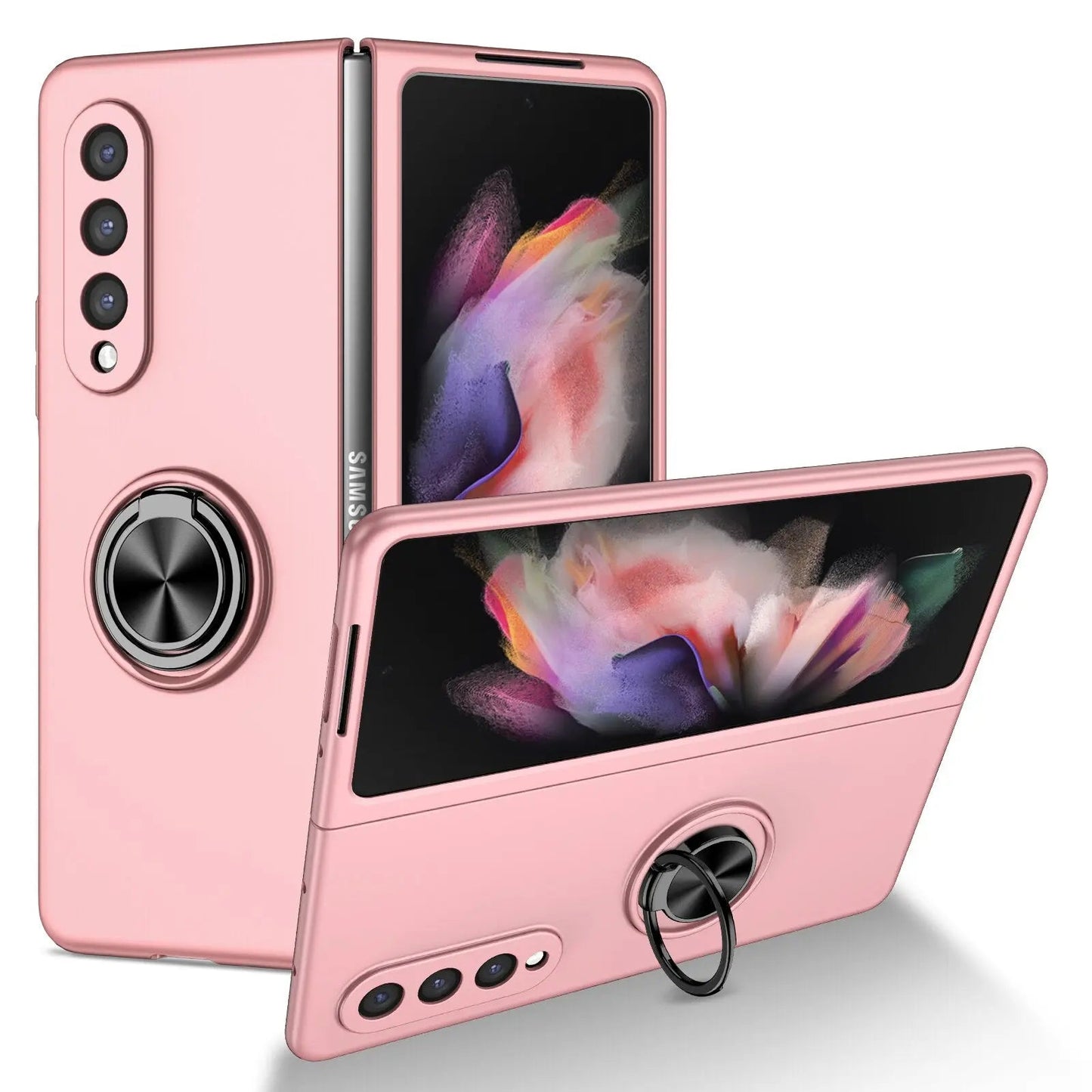 Luxury Phone Case Car Holder Magnetic Case Protection Cover Key Ring For Samsung Galaxy Z Fold 4 / Z Flip 4 - theroxymob