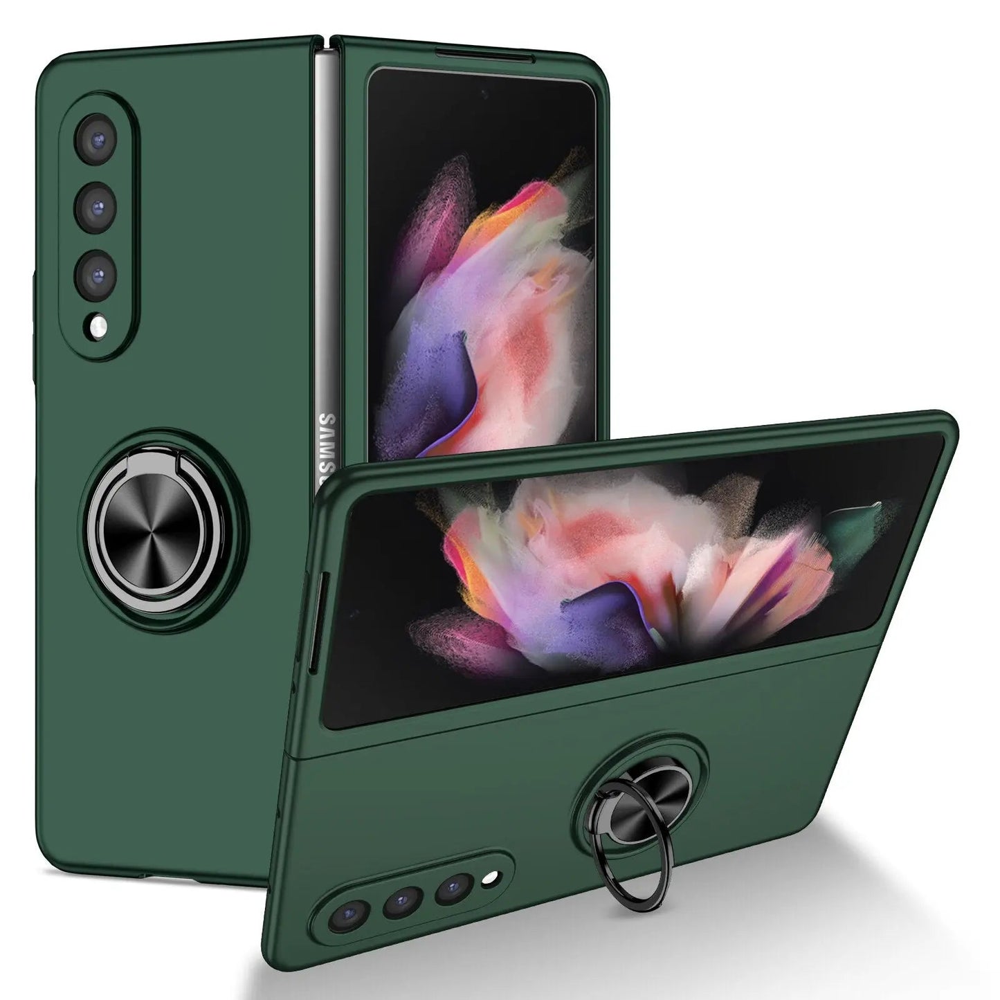 Luxury Phone Case Car Holder Magnetic Case Protection Cover Key Ring For Samsung Galaxy Z Fold 4 / Z Flip 4 - theroxymob